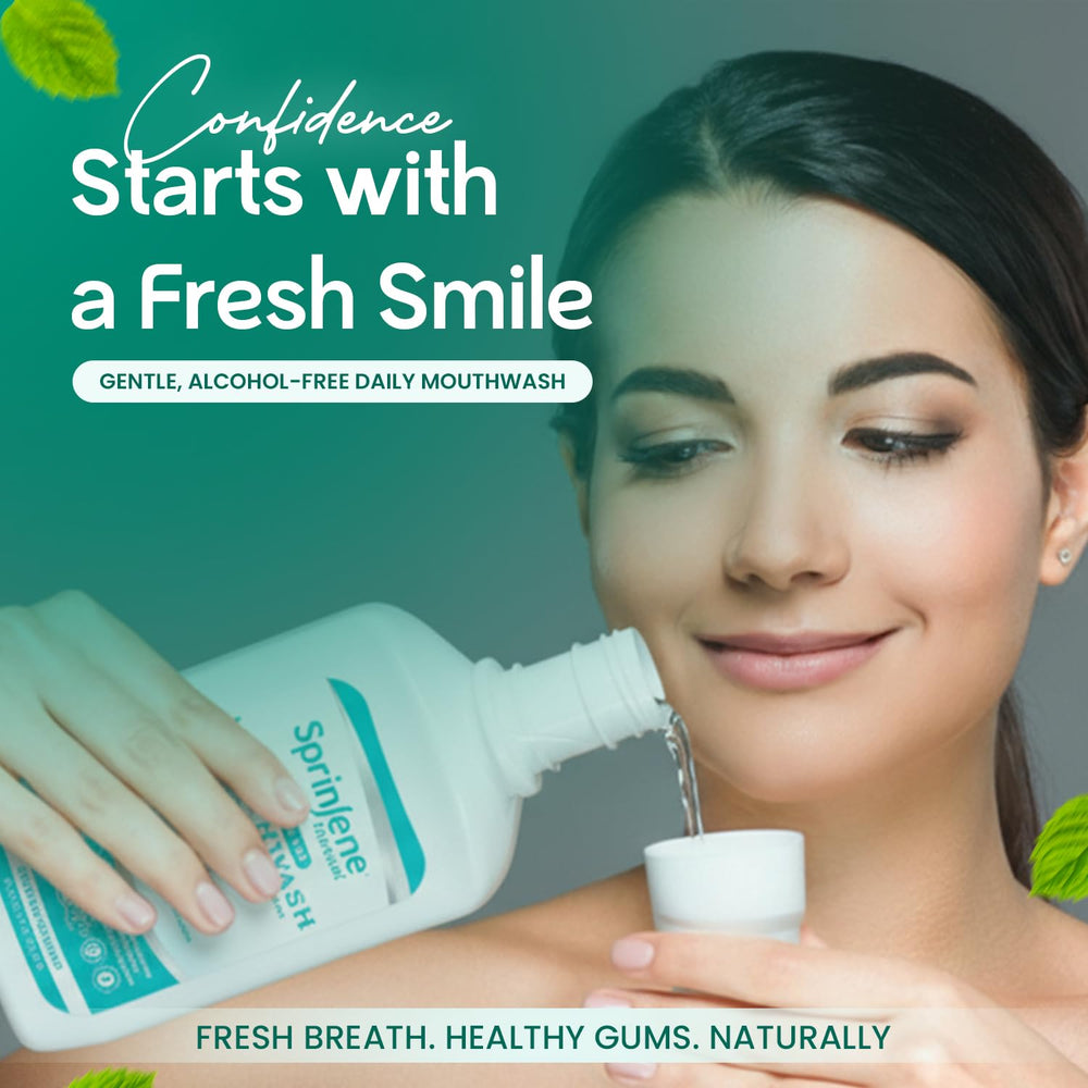 Made in USA stamp on SprinJene mouthwash packaging