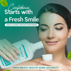 Made in USA stamp on SprinJene mouthwash packaging