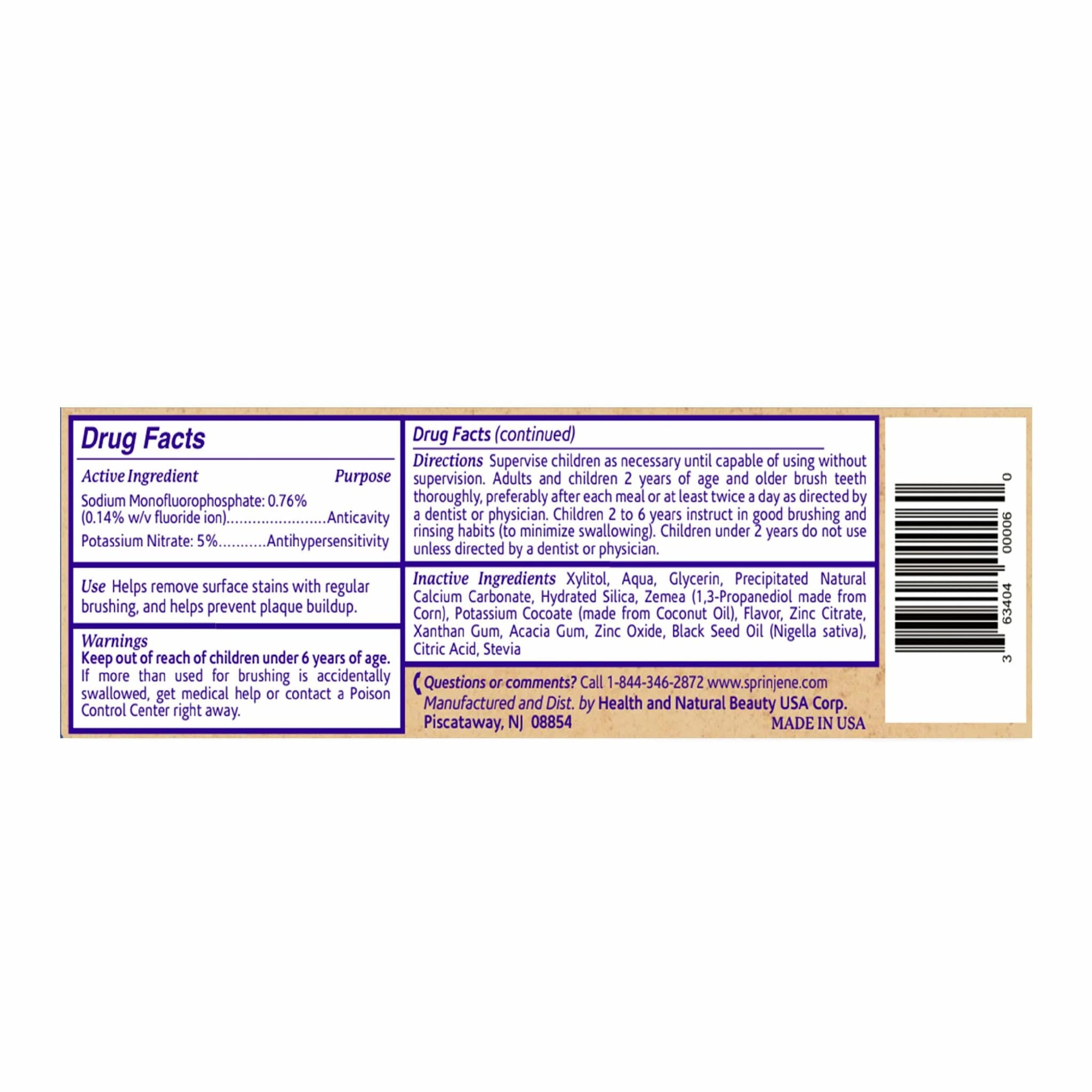 Illustration of natural ingredients in SprinJene toothpaste
