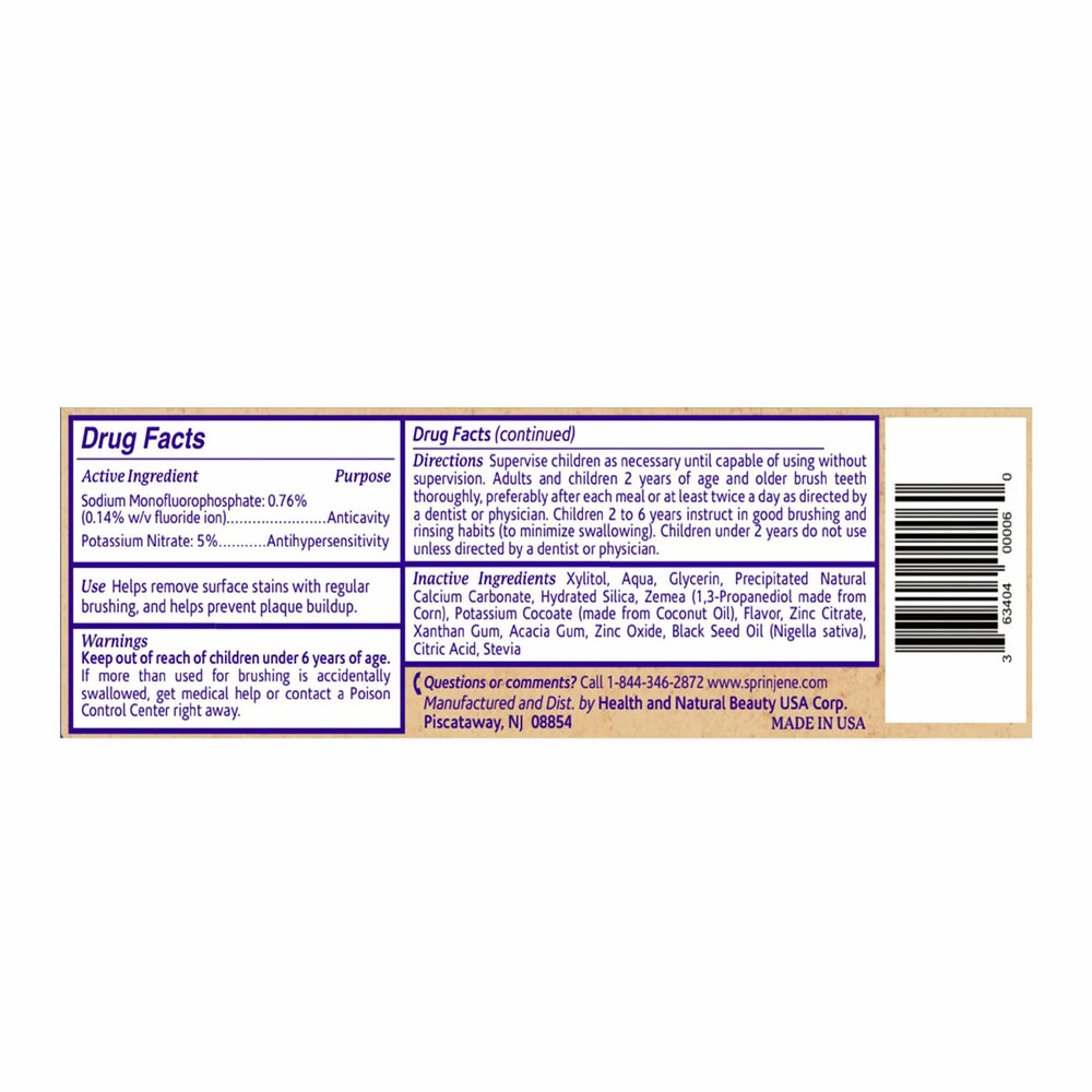 Illustration of natural ingredients in SprinJene toothpaste