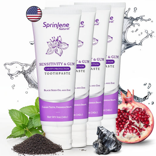 SprinJene sensitivity toothpaste 4-pack packaging