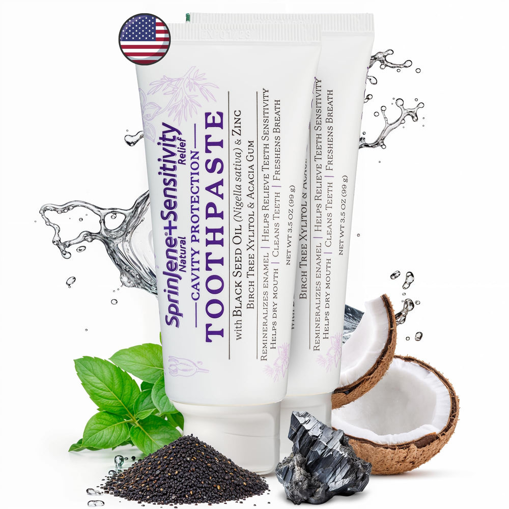 SprinJene Natural Sensitivity Relief Toothpaste 2-pack on white background