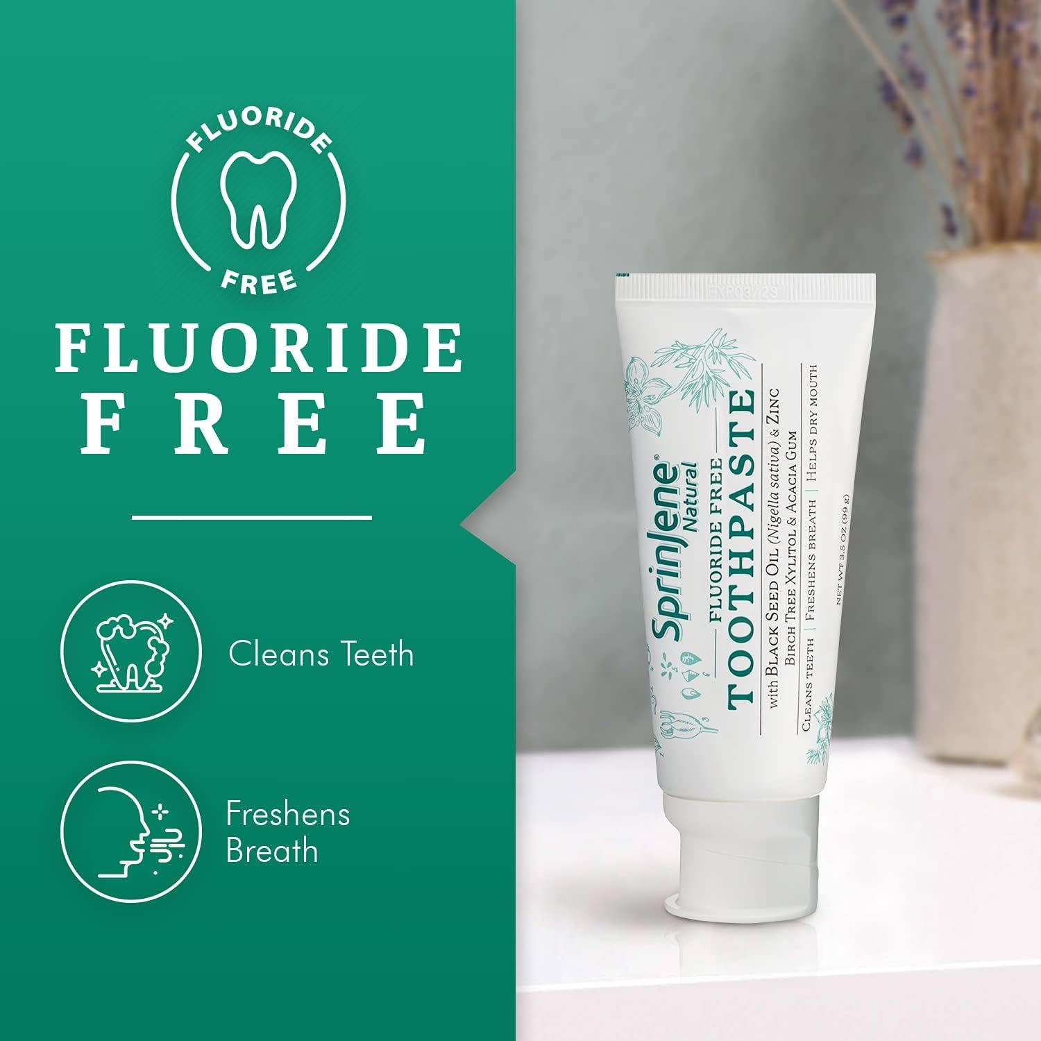Packaging and tube design of SprinJene Natural Toothpaste