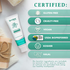 Vegan, cruelty-free, halal and kosher certified toothpaste
