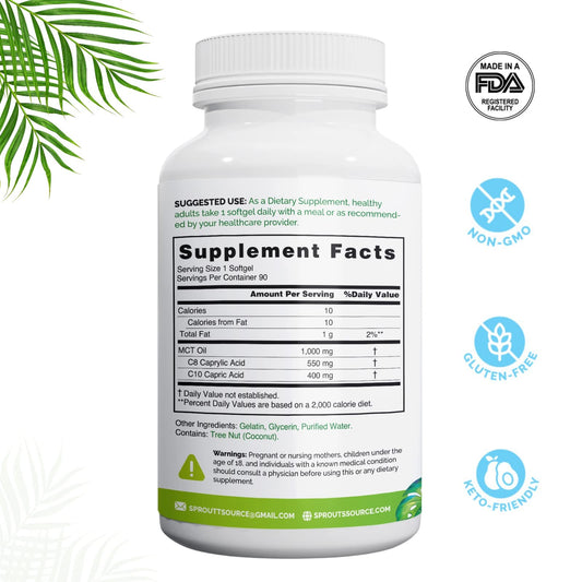 Close-up of Sprout Source MCT Oil Softgels capsules