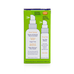 Usage image showing spray directions for fresh breath