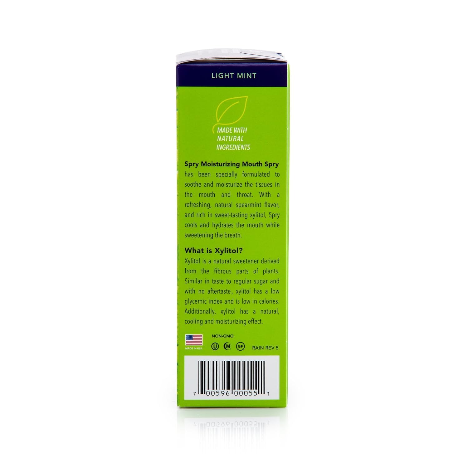 Xylitol-based dry mouth spray label highlighting xylitol