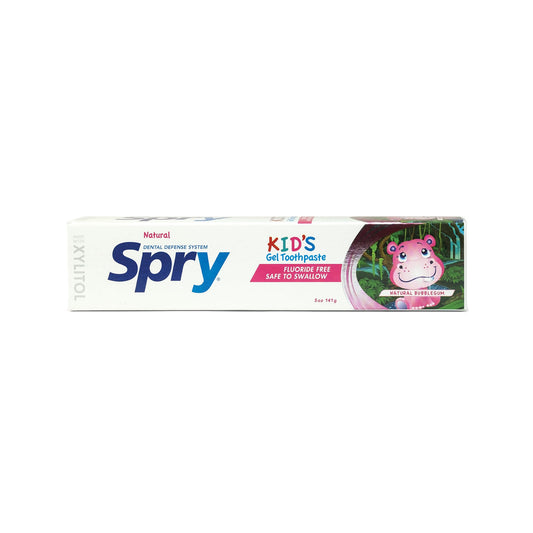 Spry Kids Bubble Gum Toothpaste 5oz back view with directions
