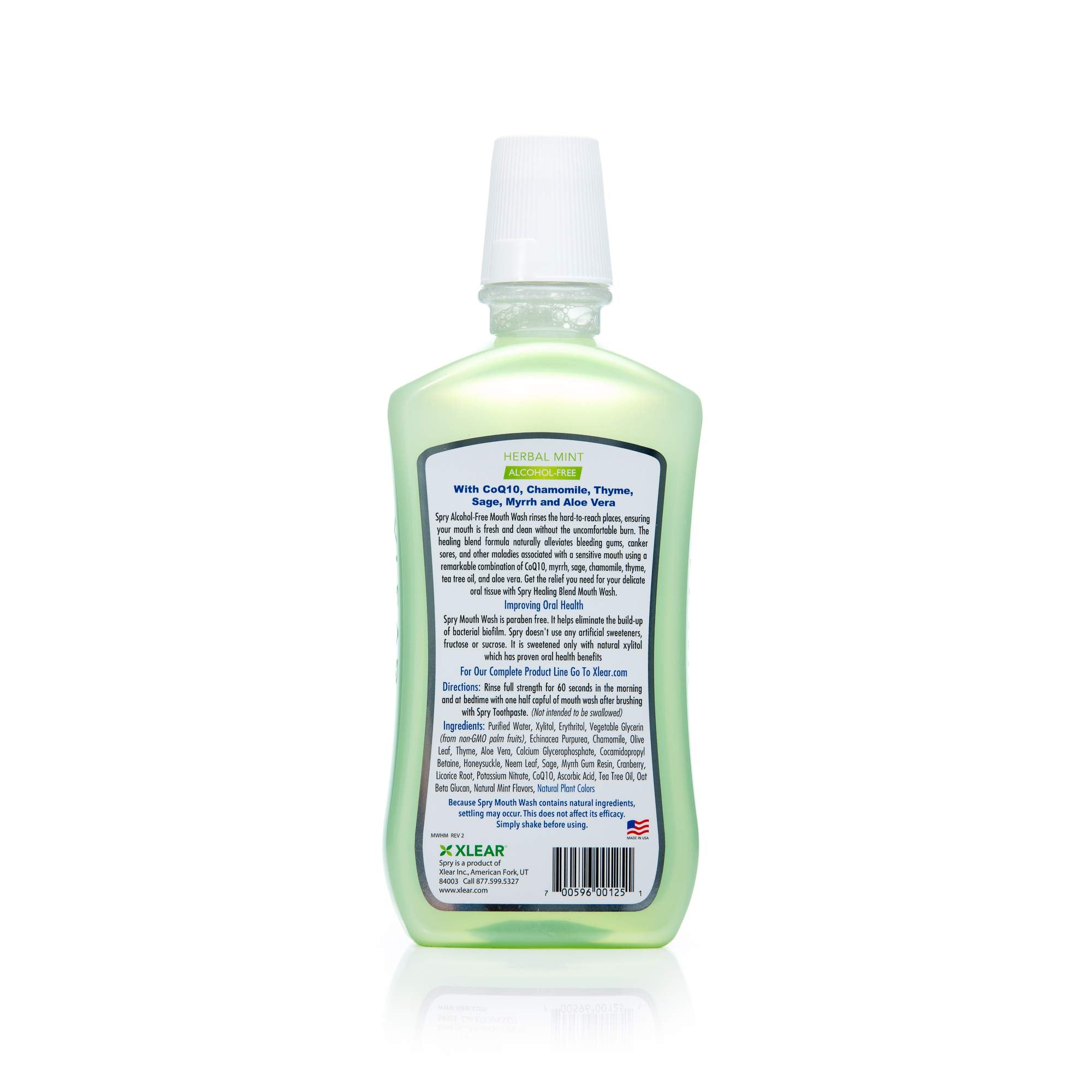 Spry Mouthwash herbal mint bottle and packaging - 16 oz