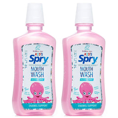 Spry Natural Xylitol Mouthwash Bubble Gum flavor bottle front view (16 fl oz)