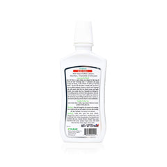 Close-up of Spry mouthwash label highlighting xylitol, non-GMO and fluoride-free features