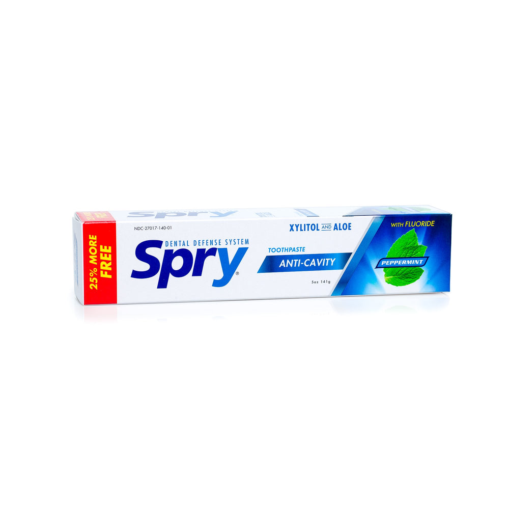 Spry Xylitol Toothpaste 5oz packaging and tube