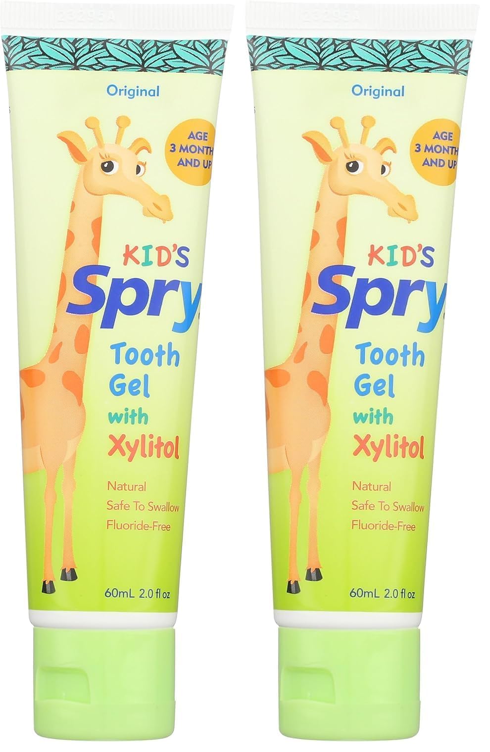 Spry Natural Xylitol Toothpaste for Babies and Kids – Fluoride Free, 2 oz tubes in a pack of two