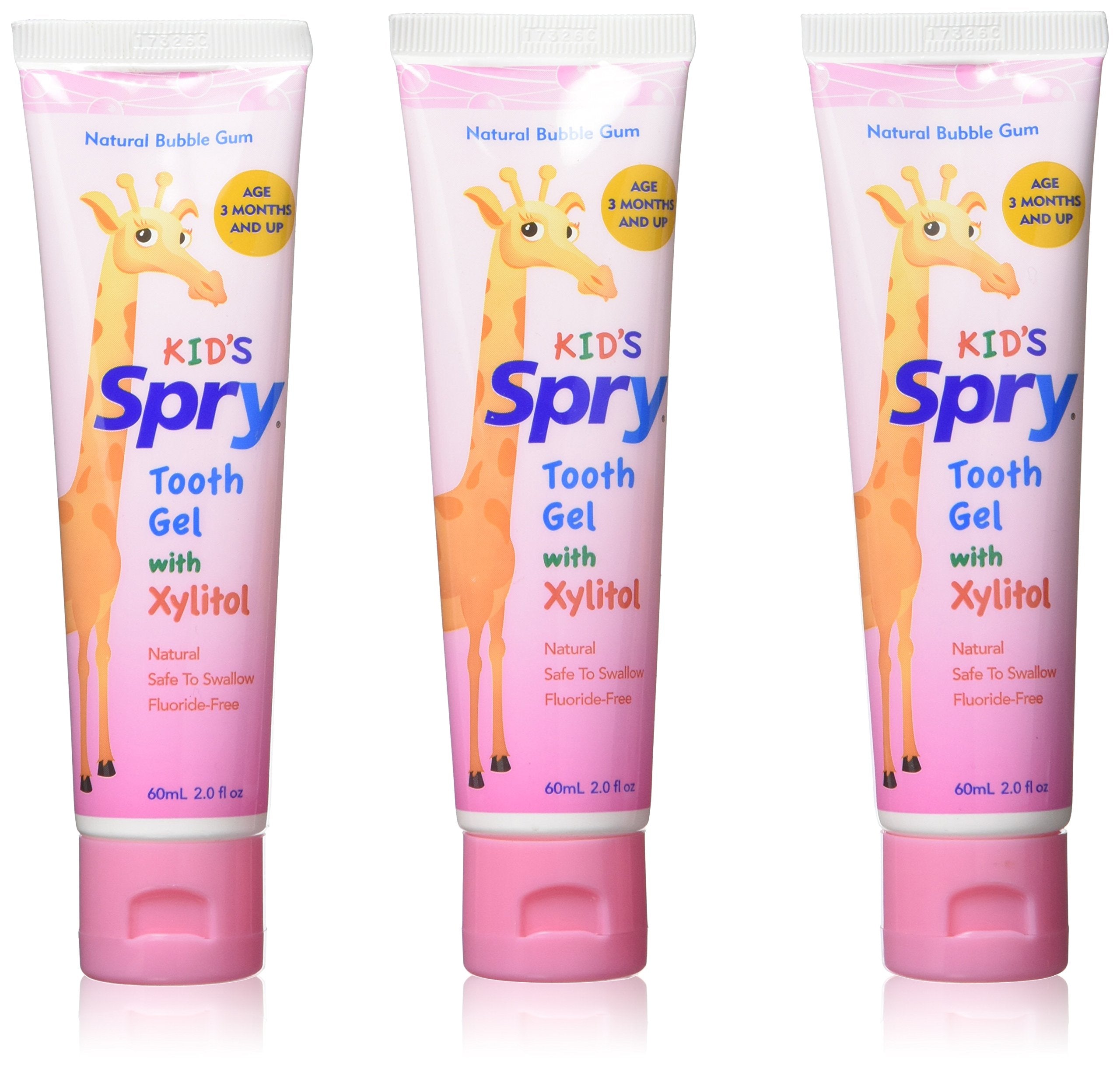 Spry Natural Xylitol Toothpaste Bubble Gum 2oz, 3 Pack – Bottle 1