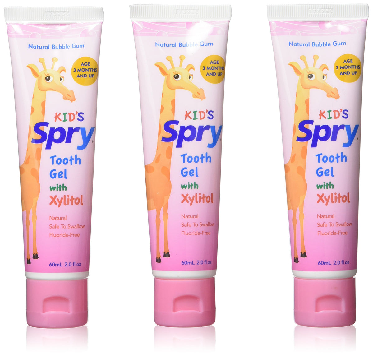 Spry Natural Xylitol Toothpaste Bubble Gum 2oz, 3 Pack – Bottle 1