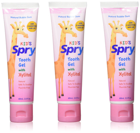 Spry Natural Xylitol Toothpaste Bubble Gum 2oz, 3 Pack – Bottle 1