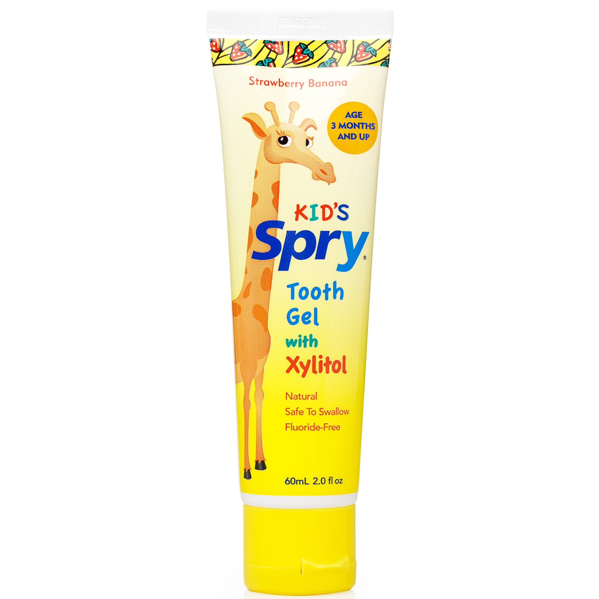 Spry Natural Xylitol Toothpaste Strawberry Banana for Babies, Toddlers and Kids, 2 oz