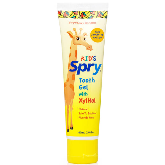 Spry Natural Xylitol Toothpaste Strawberry Banana for Babies, Toddlers and Kids, 2 oz