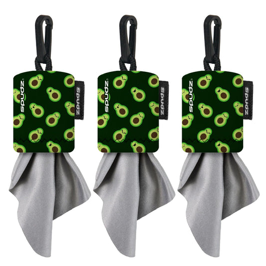 Avocado SPUDZ Classic 6x6 microfiber lens cleaner with clip-on pouch
