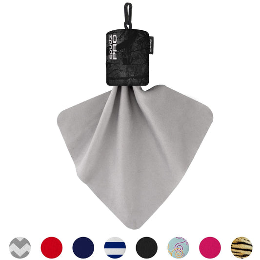 6x6 inch microfiber cloth visible inside the pouch