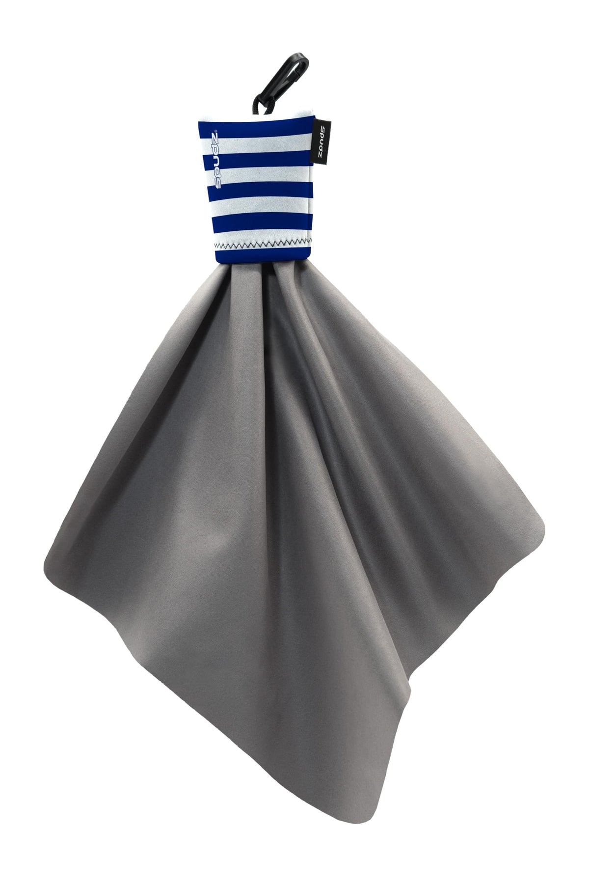 SPUDZ Classic microfiber lens cleaner with clip-on pouch in Nautical Stripes 2