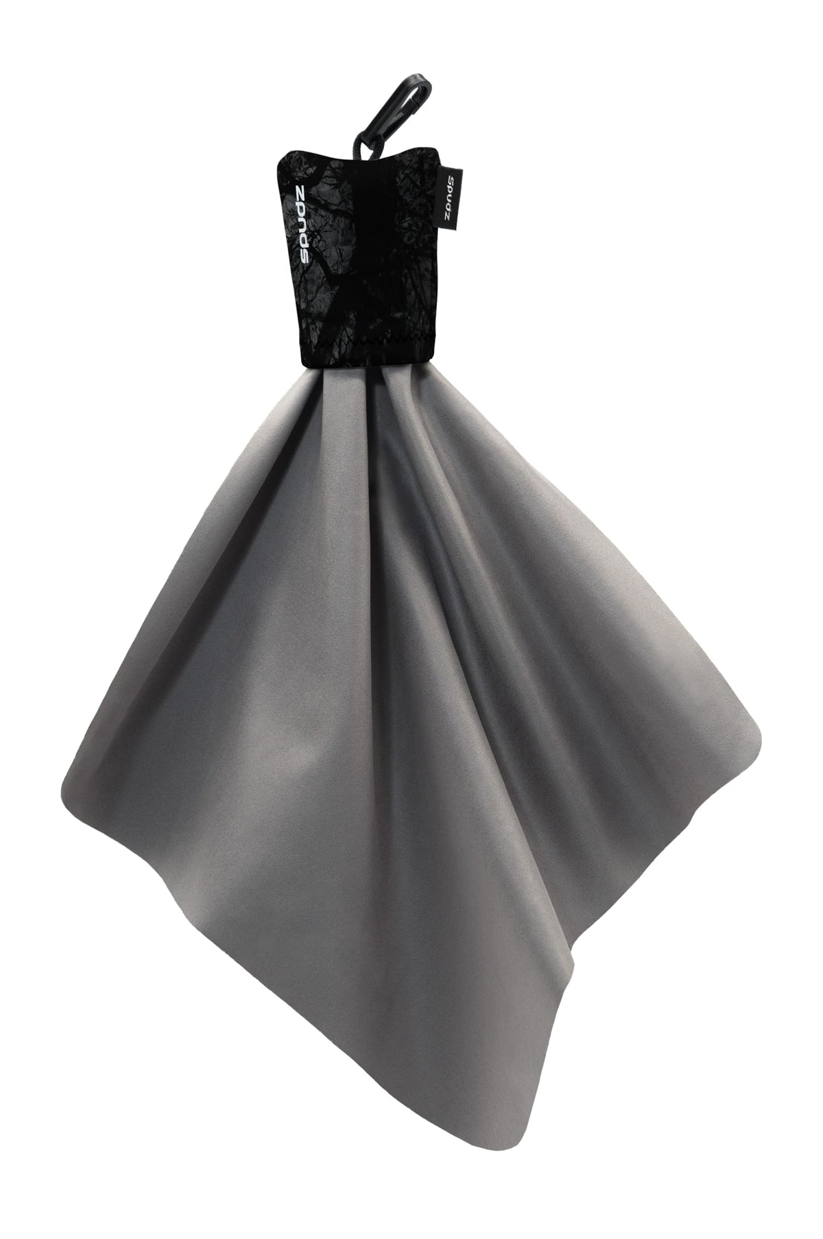 SPUDZ Classic Microfiber Lens Cleaner inside its clip-on travel pouch