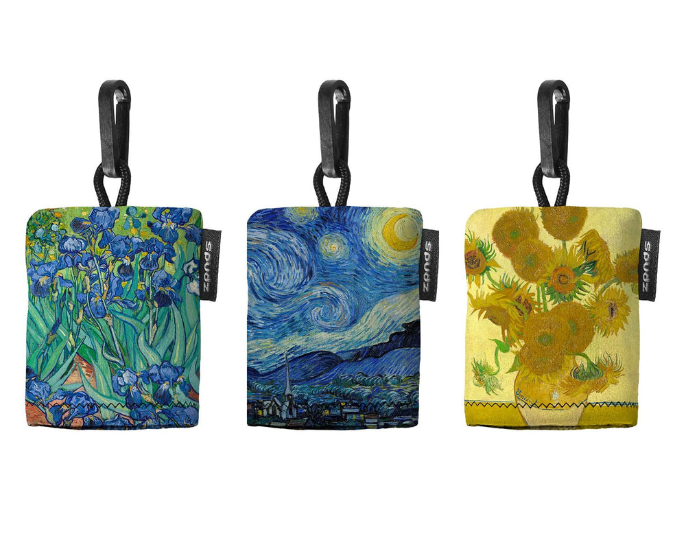 SPUDZ Classic Variety Pack – front view with three microfiber towels and neoprene pouches