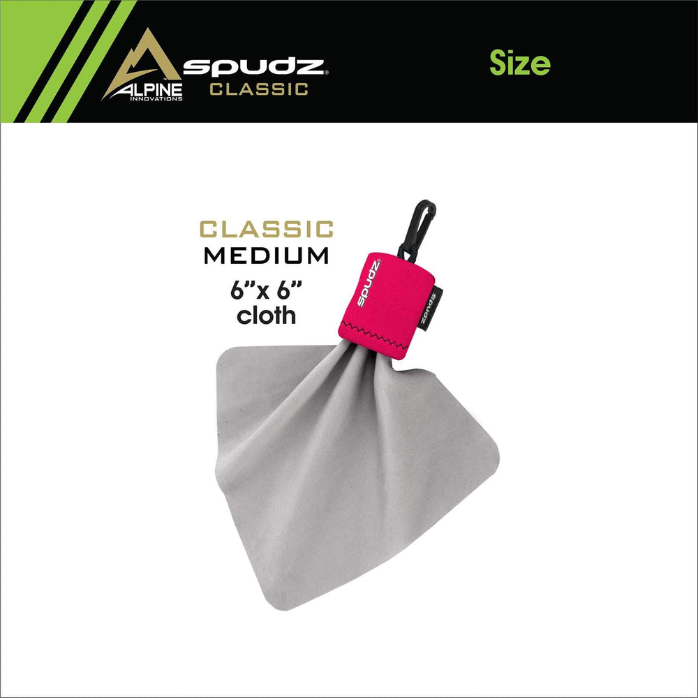 Plastic clip on the SPUDZ pouch ready to attach to clothing or bag