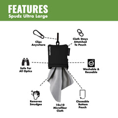 10x10 inch SPUDZ Ultra microfiber cloth for optics