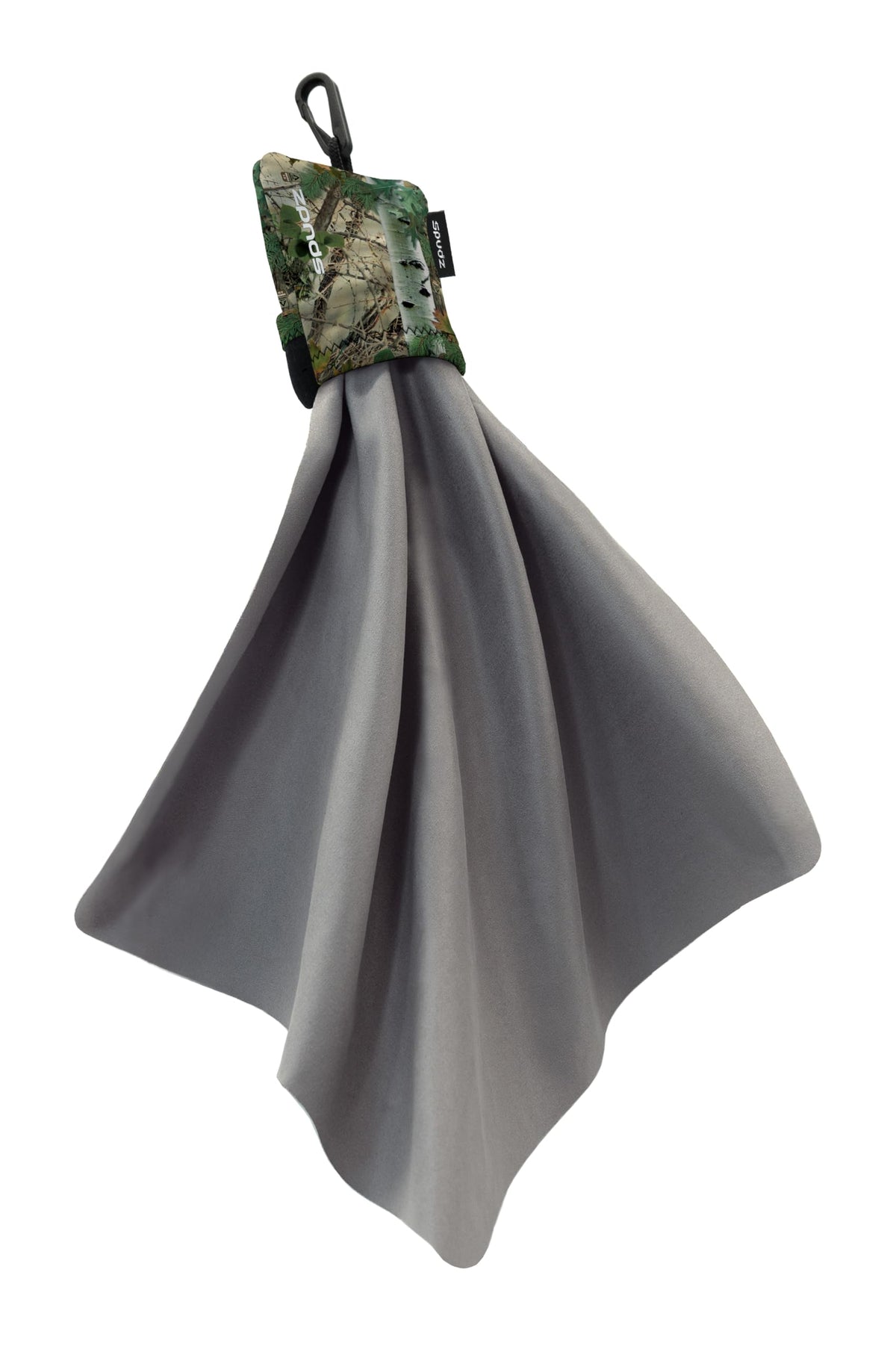 SPUDZ Ultra microfiber lens cleaner with closable neoprene pouch in Alpine Mountain Camo