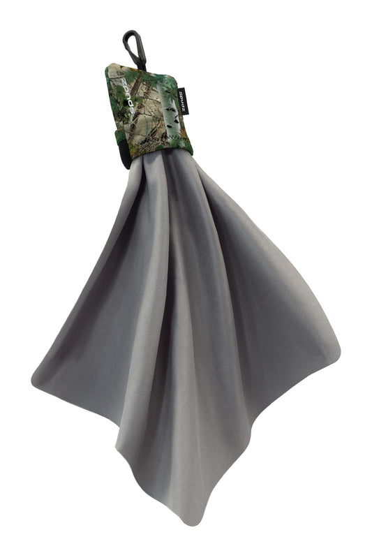 SPUDZ Ultra microfiber lens cleaner with closable neoprene pouch in Alpine Mountain Camo