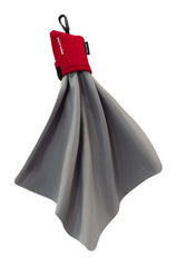 SPUDZ Ultra microfiber cloth attached to red closable neoprene pouch
