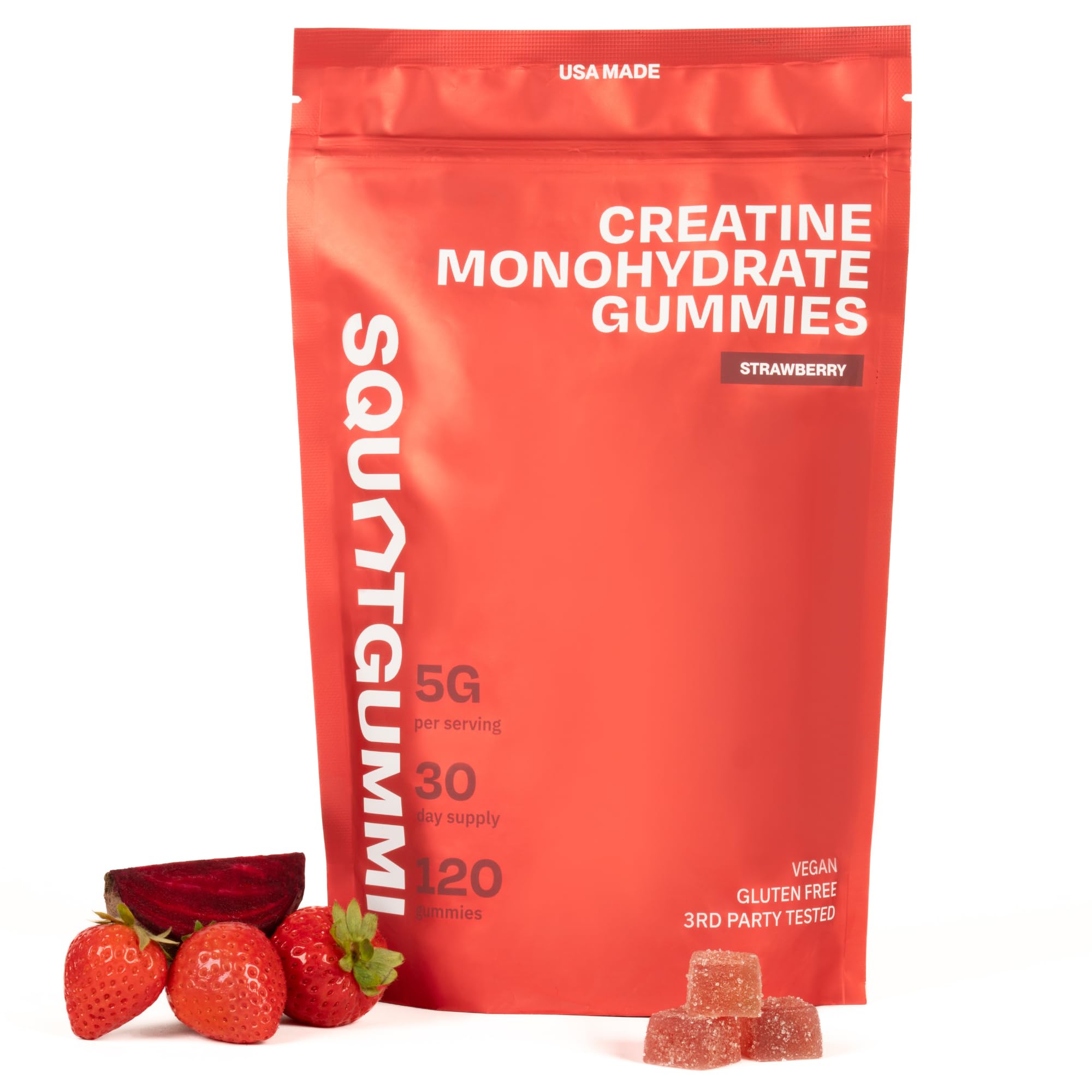 Strawberry SquatGummi Creatine Monohydrate Gummies - 120 count, USA made