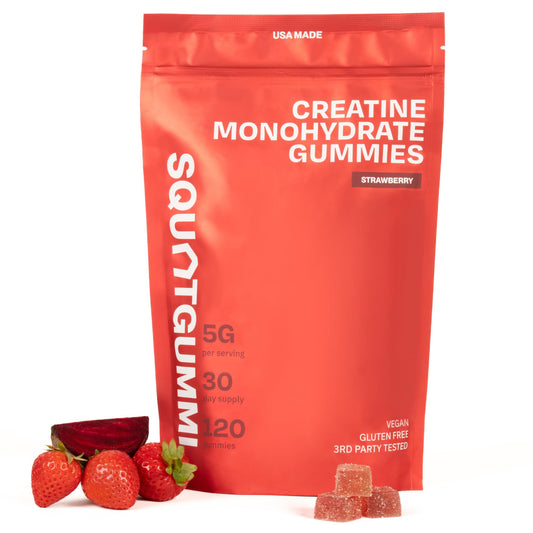 Strawberry SquatGummi Creatine Monohydrate Gummies - 120 count, USA made