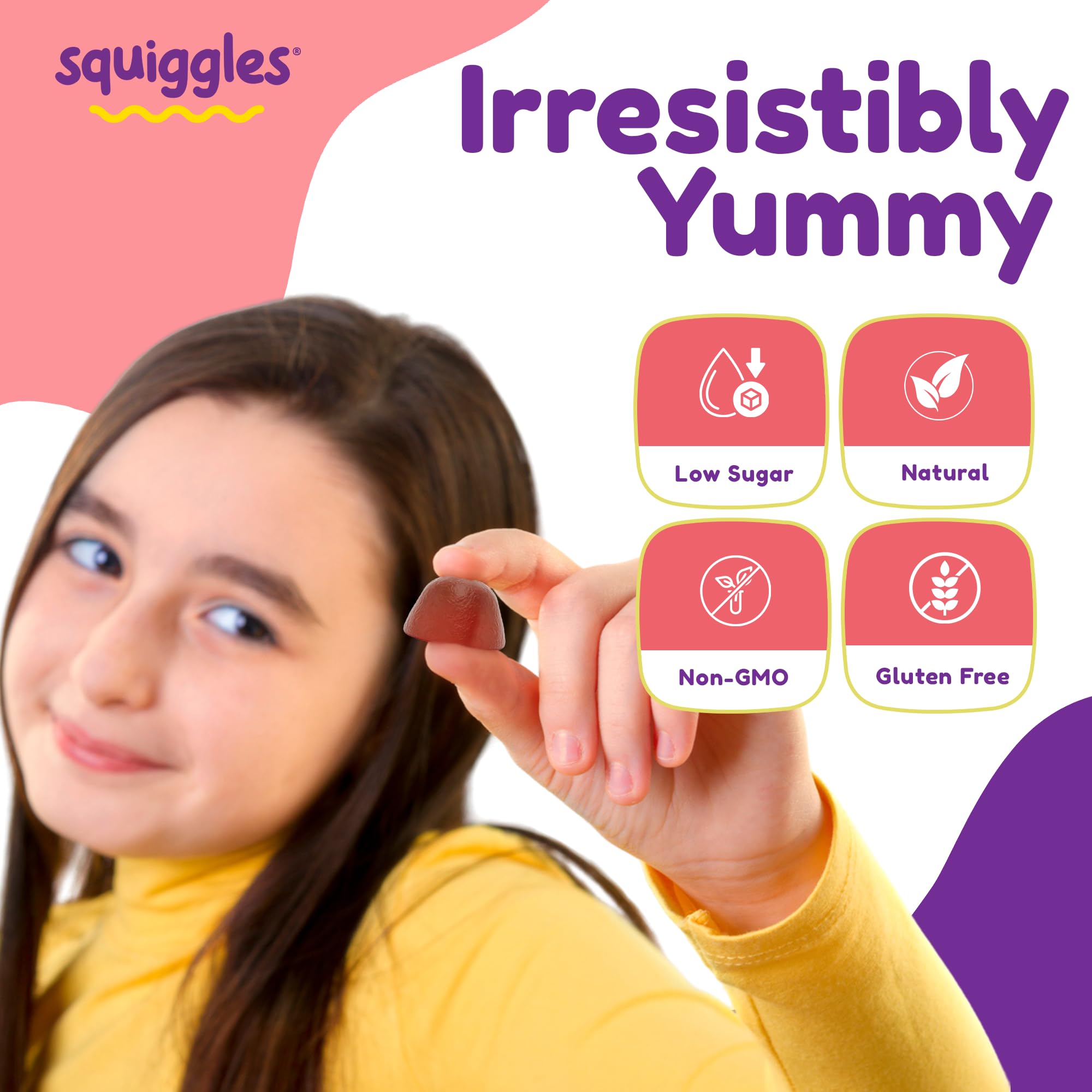 Nutrition and vitamin icons with Squiggles gummies