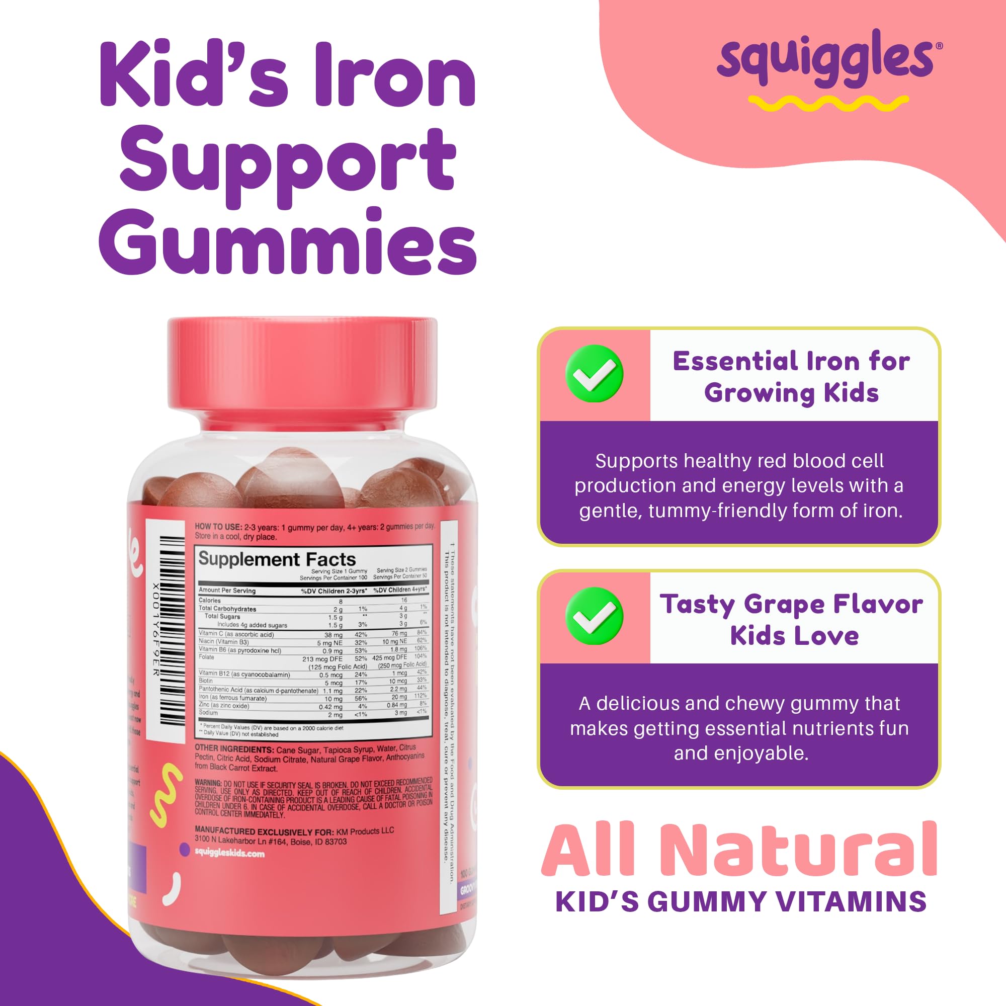 Child holding a grape-flavored gummy