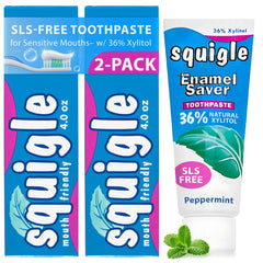 Squigle Enamel Saver Toothpaste tube on white background