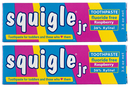 Squigle Jr toothpaste 2-pack raspberry flavor for infants and toddlers