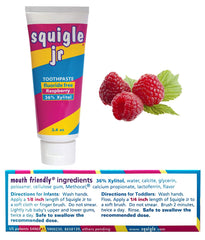 Squigle Jr packaging showing fluoride-free and no SLS
