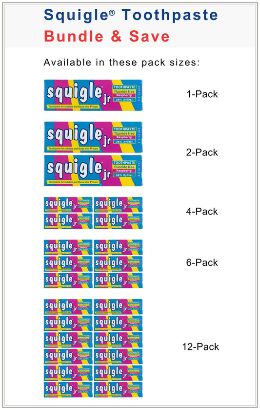 Close-up of Squigle Jr travel toothpaste tube