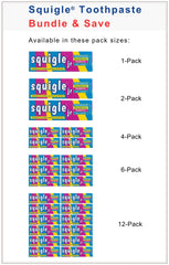 Close-up of Squigle Jr travel toothpaste tube