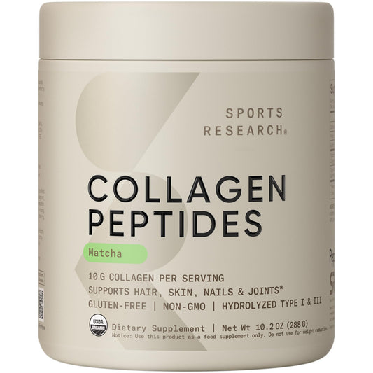 Sports Research Collagen Peptides with Organic Matcha powder tub