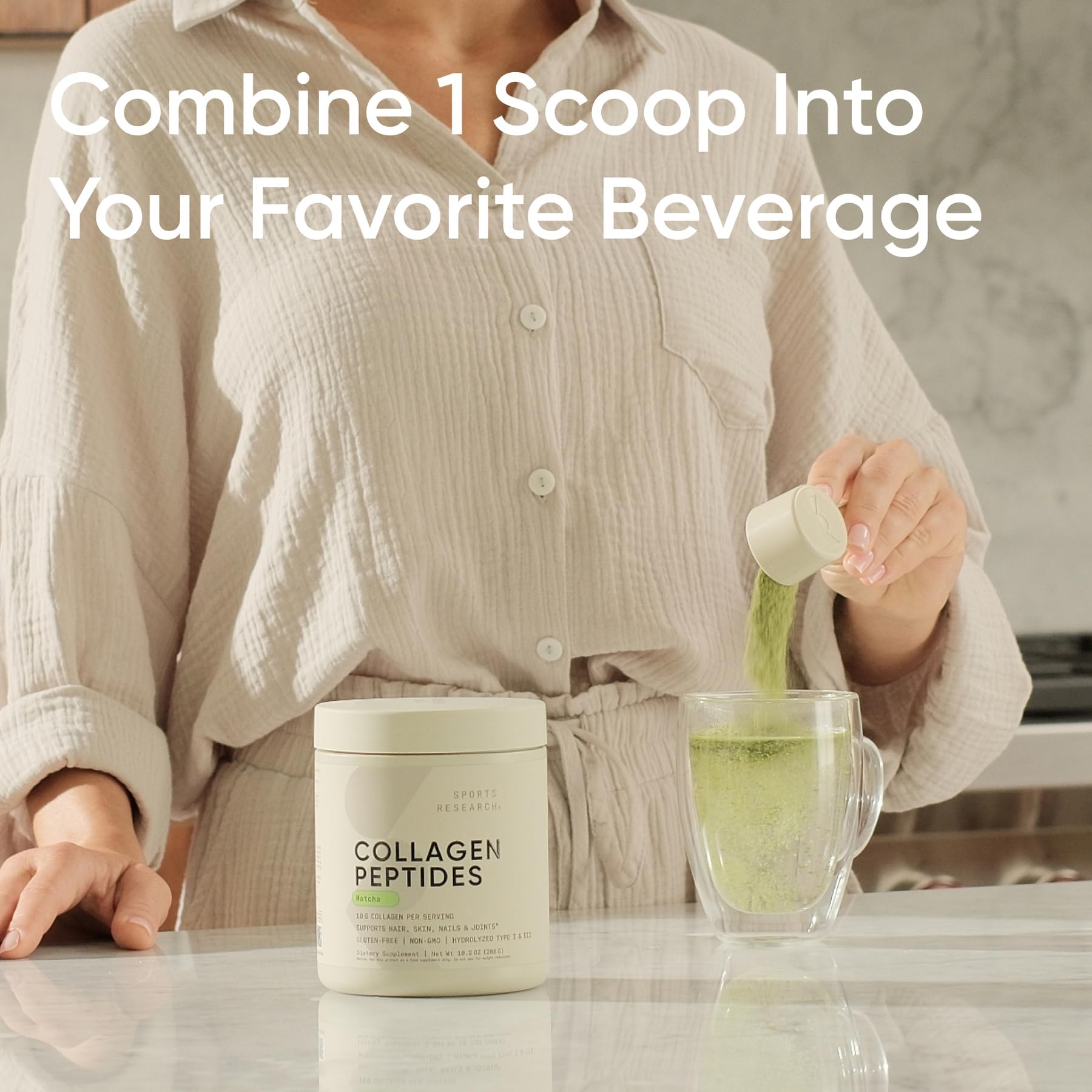 Ready-to-drink collagen matcha latte