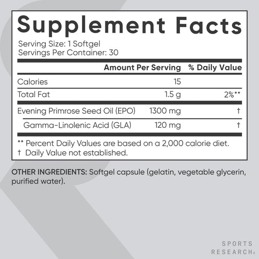 Close-up of Evening Primrose Oil 1300mg softgels bottle