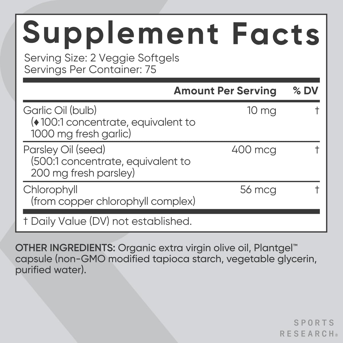 Third-party testing certification for Sports Research Garlic Oil Pills