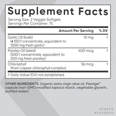 Third-party testing certification for Sports Research Garlic Oil Pills