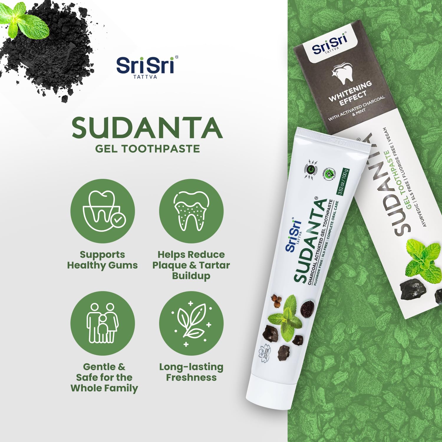 Toothpaste with activated charcoal and herbal ingredients