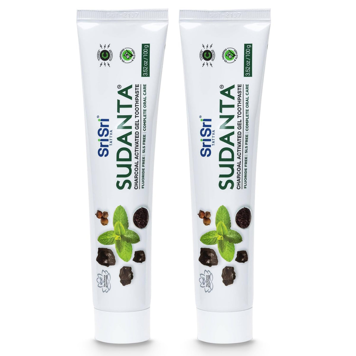 Front packaging of Sri Sri Tattva Sudanta Charcoal Toothpaste Gel
