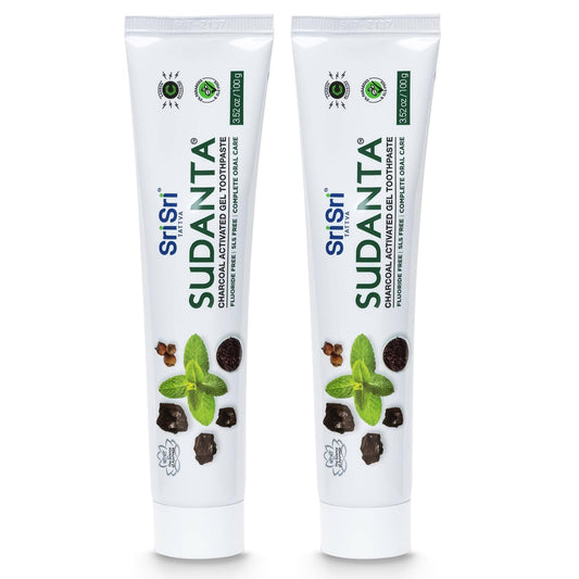 Front packaging of Sri Sri Tattva Sudanta Charcoal Toothpaste Gel