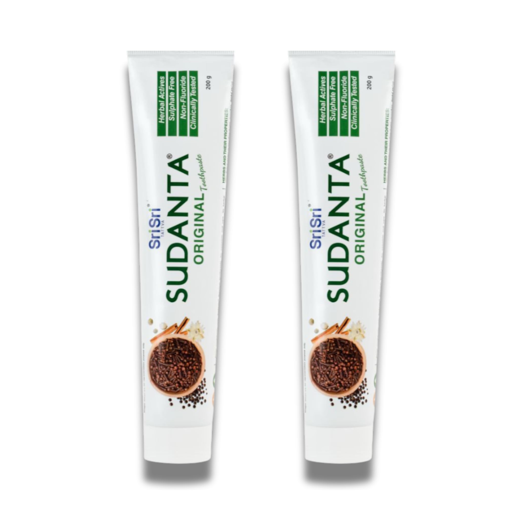 Sri Sri Tattva Sudanta Herbal Toothpaste 200g twin-pack front view